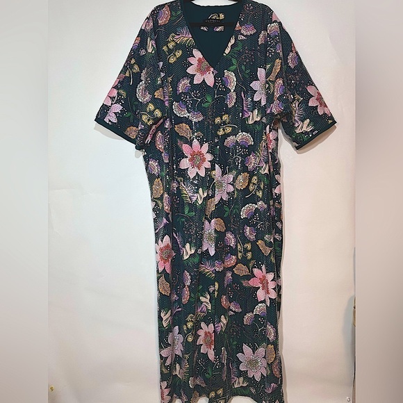 ELOQUII 18 / 20 Slit Front floral Print Sequin Maxi Dress - Picture 15 of 15